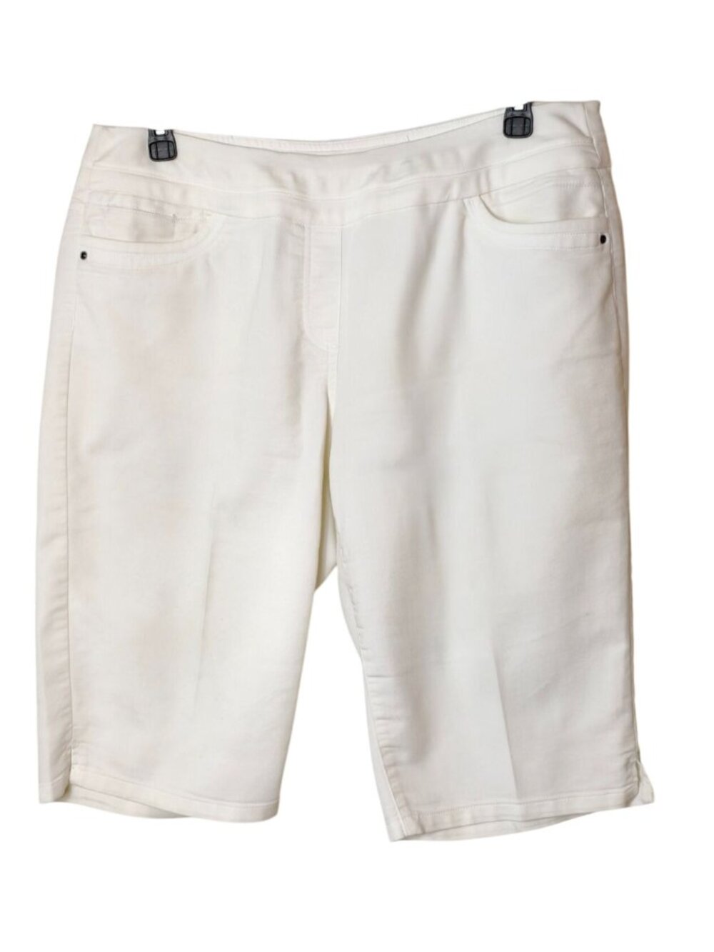 Westbound Womens 14 Bermuda Shorts White Stretch Smooth Tummy Cntrl Fairy Chic